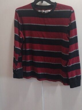 Tony Hawk Men's Long-Sleeve Striped Crewneck - Red, Black, Gray